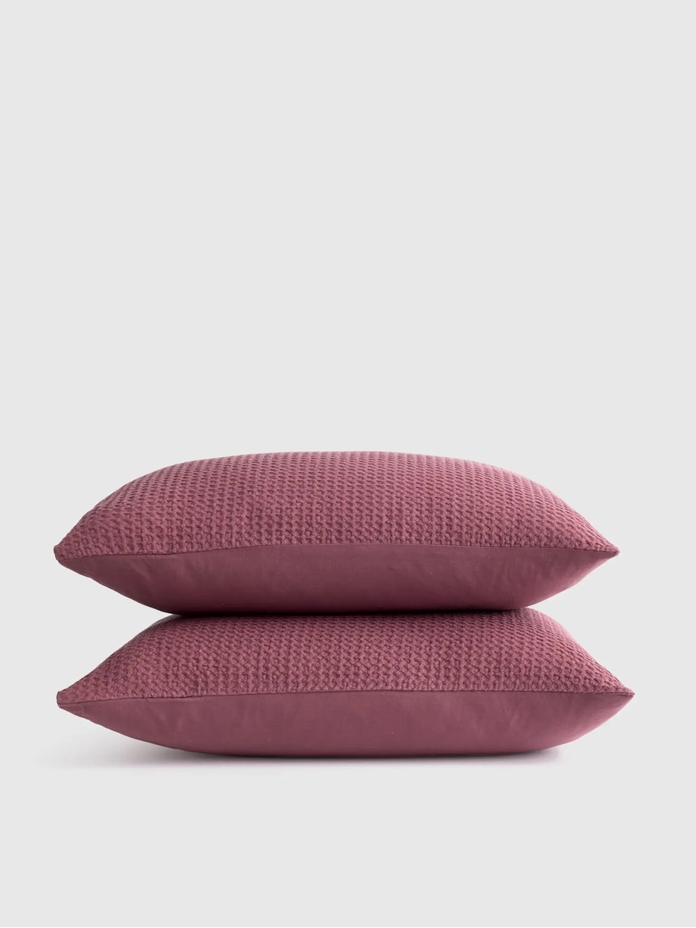 Like New Quince Luxe Honeycomb Sham Set- Plum, Standard